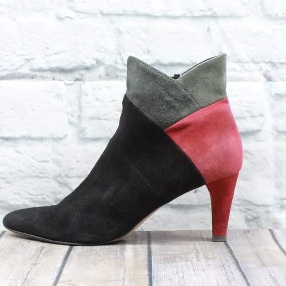 Prevata Shoes - Prevata Colorblock Suede Side Zip Ankle Heeled Italian Booties 7.5 B